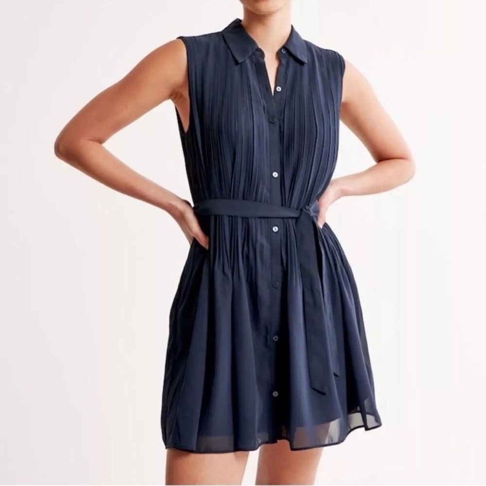 NWT Joie pleated sleeveless shirt dress collared button down black size small